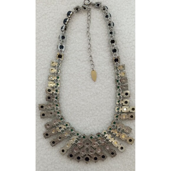 Coldwater Creek Designer Necklace Green & Blue Cabochon Silver Tone Statement - Picture 4 of 5